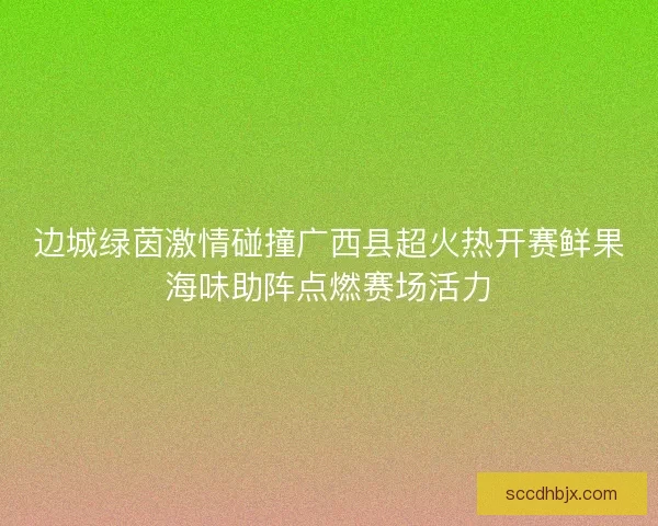 边城绿茵激情碰撞广西县超火热开赛鲜果海味助阵点燃赛场活力