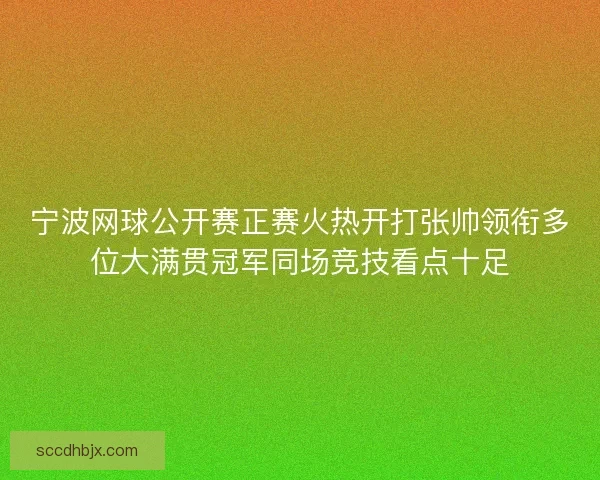 宁波网球公开赛正赛火热开打张帅领衔多位大满贯冠军同场竞技看点十足